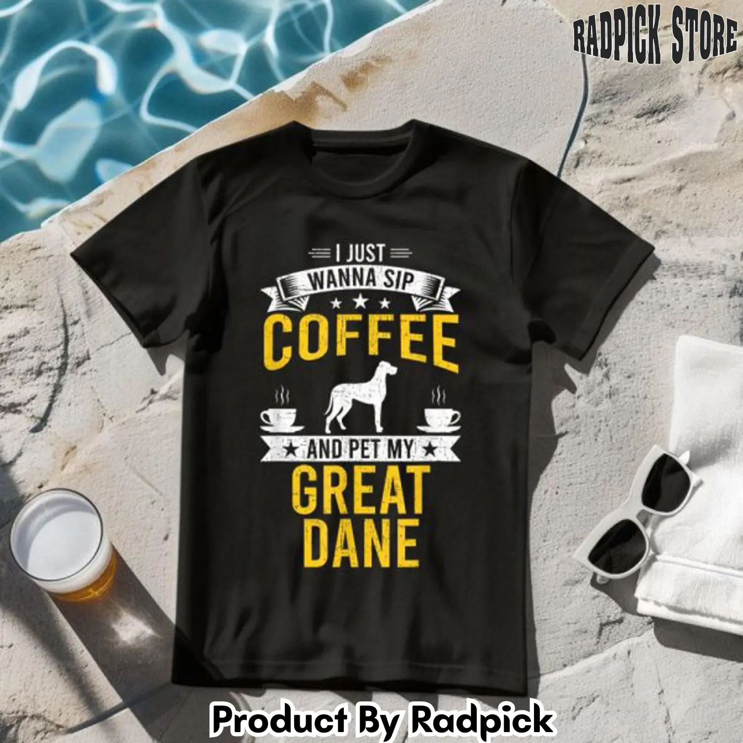 I just wanna coffee and pet my great dane dog tshirt rp2617991